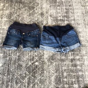 Two pairs of maternity jean shorts